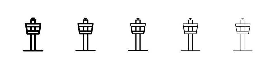 Obraz premium Flight control tower icon black and white vector sign