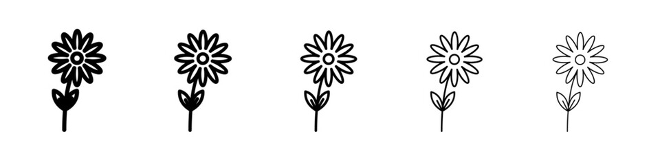 Flower icon black and white vector sign
