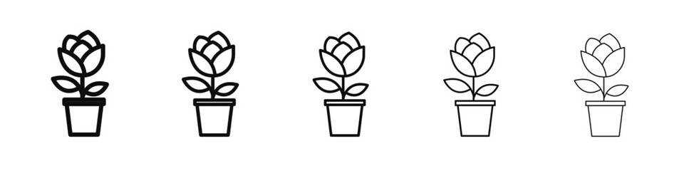 Flower in pot icon black and white vector sign