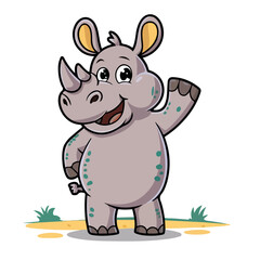 Fototapeta premium Hand drawn cartoon rhinos vector illustration