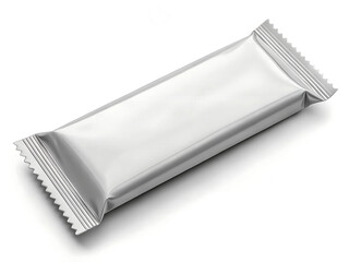 Blank silver foil food packaging for snack bar ai generated