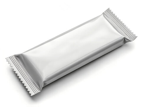 Blank silver foil food packaging for snack bar ai generated