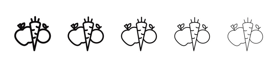 Fruits and vegetables icon black and white vector sign