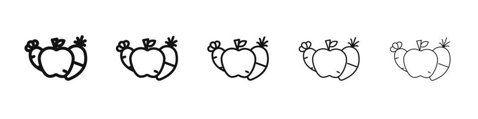 Fruits and vegetables icon black and white vector sign