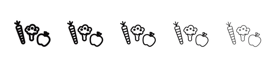 Fruits and vegetables icon black and white vector sign