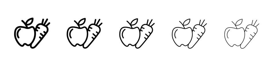 Fruits and vegetables icon black and white vector sign