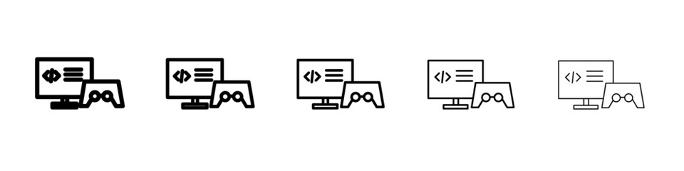 Game developing icon black and white vector sign