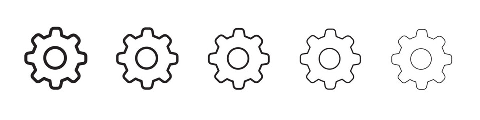 Gear icon black and white vector sign