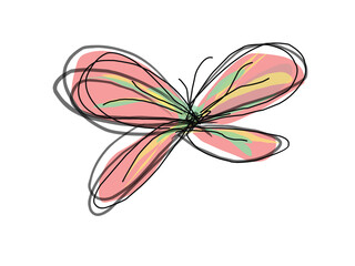 Butterfly scribble sketch doodle  design.eps
