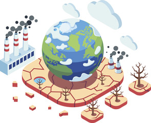Isometric Global Warming with Pollution and Deforestation