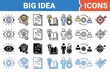 Big idea banner icon set with multiple style collection.