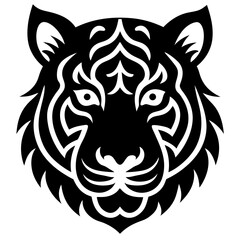 Fototapeta premium Stylized black and white tiger head tribal design