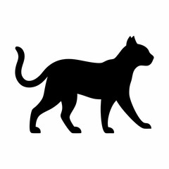 Obraz premium Black cat silhouette walking side profile graphic design element