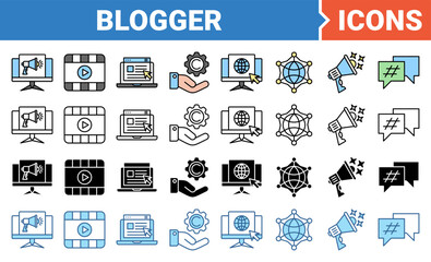 Blogger banner icon set with multiple style collection.