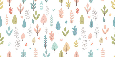 Seamless pattern of colorful leaves. Vector illustration