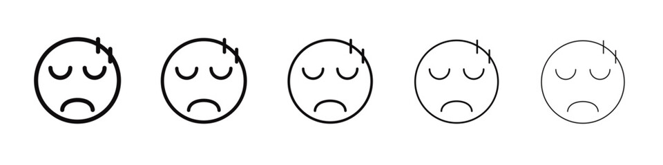 Obraz premium Guilty face emoji icon black and white vector sign