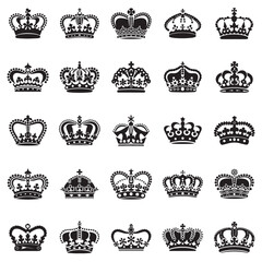 Exclusive Royal Crown Vector Collection – Premium Black Silhouette Icons of Kings and Queens for Luxury Branding and Heraldic Designs. Thank You .