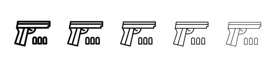Gun with ammunition icon black and white vector sign