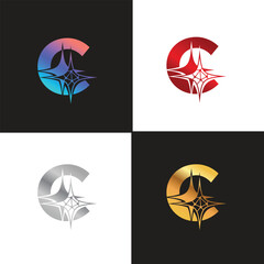 Letter C logo, C logo, AI logo set, modern and minimal design, tech-inspired, colorful icons and symbols, suitable for artificial intelligence, innovation, branding, startups, and digital identity.