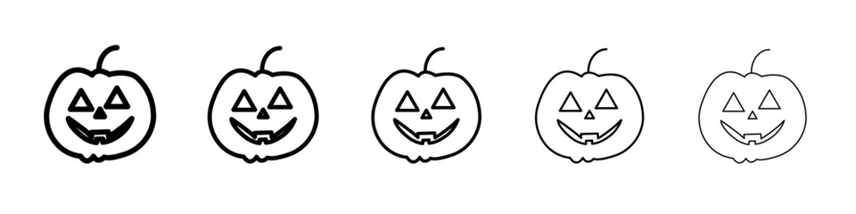 Halloween pumpkin icon black and white vector sign