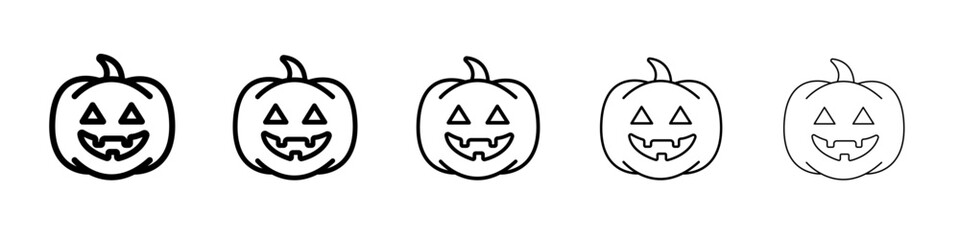 Halloween pumpkin icon black and white vector sign