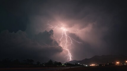 Lightning and thunderstorm with heavy rain and dark clouds causing poor signal reception