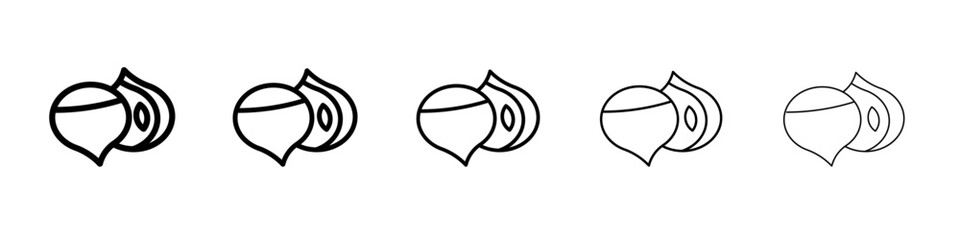 Hazelnut icon black and white vector sign