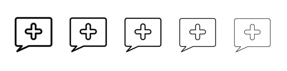 Healthcare Chat icon black and white vector sign