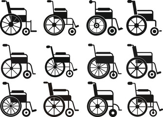 Side view wheelchair Vector Silhouette Design Bundle