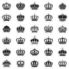 Exclusive Royal Crown Vector Collection – Premium Black Silhouette Icons of Kings and Queens for Luxury Branding and Heraldic Designs. Thank You .