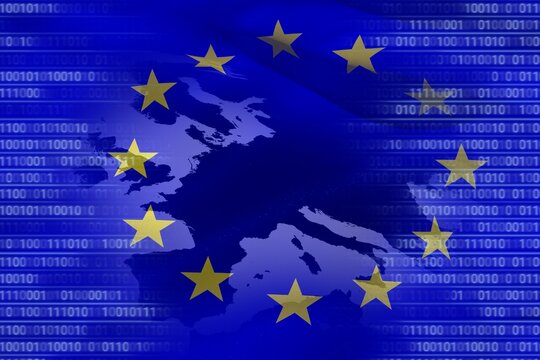 Naklejki European union flag with binary codes