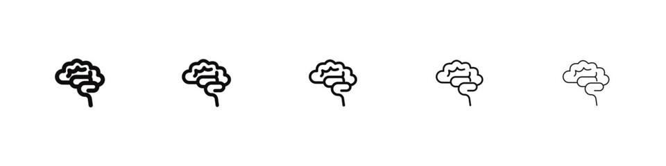 Human brain icon black and white vector sign