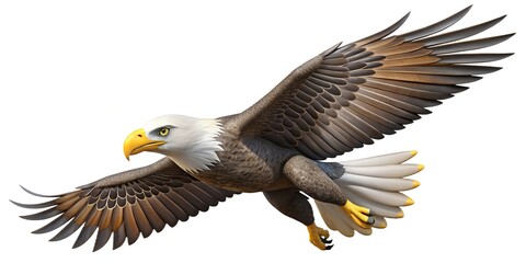 Obraz premium A flying bald eagle in flight