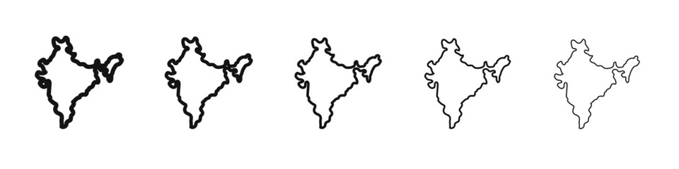Indian map icon black and white vector sign