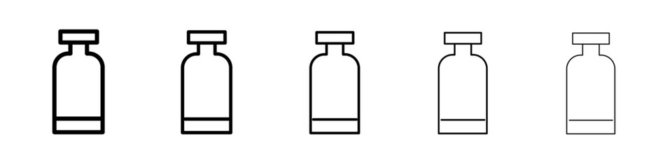 injection vial icon black and white vector sign