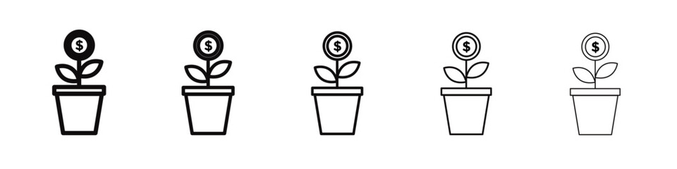 Investment tree icon black and white vector sign