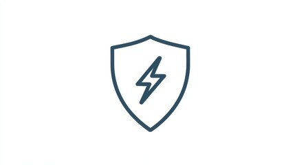 Digital Shield: A symbolic representation of protection with a minimalist icon, illustrating a lightning bolt encased within a shield, symbolizing security, power, and resilience.