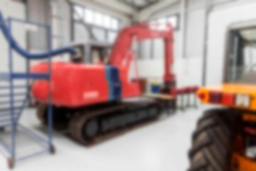 Defocused image of forklift truck