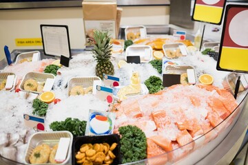 Various food at supermarket