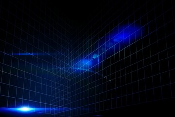 Glowing blue grid on black background