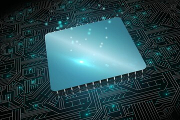 Shiny square on black circuit board