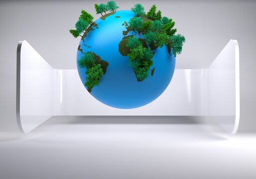 Fototapeta Earth on abstract grey background
