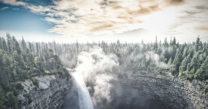 Fototapeta Beautiful forest with waterfall