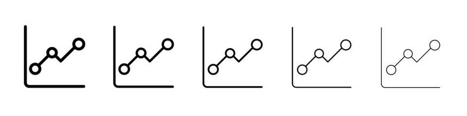 Line chart icon black and white vector sign