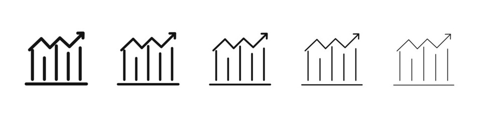 Line chart icon black and white vector sign