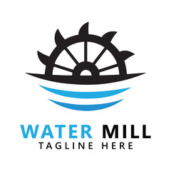 Water mill logo vector icon concept illustration design © designer_hubs