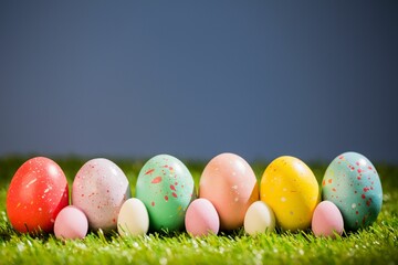 Easter eggs on grass in yard