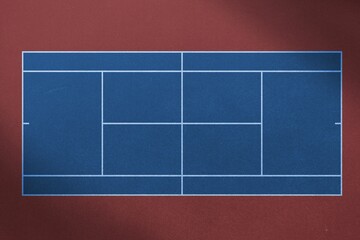 Overhead view of empty tennis court