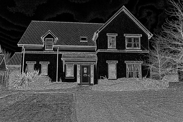 Pretty house with a black and white filter