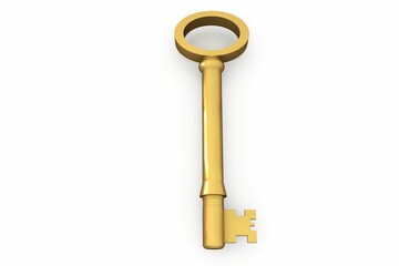 Digitally generated shiny gold key
